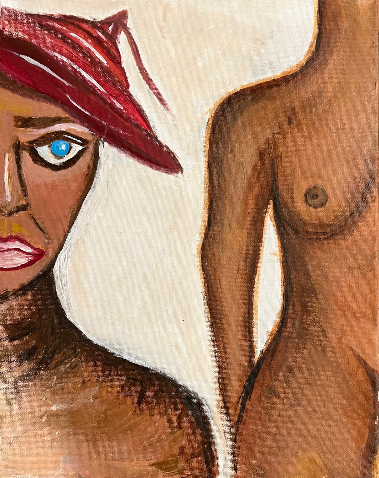 The Painter, 2022 — acrylic on canvas, 56 × 71 cm (22 × 28 in) — painting by Deniz Saypınar