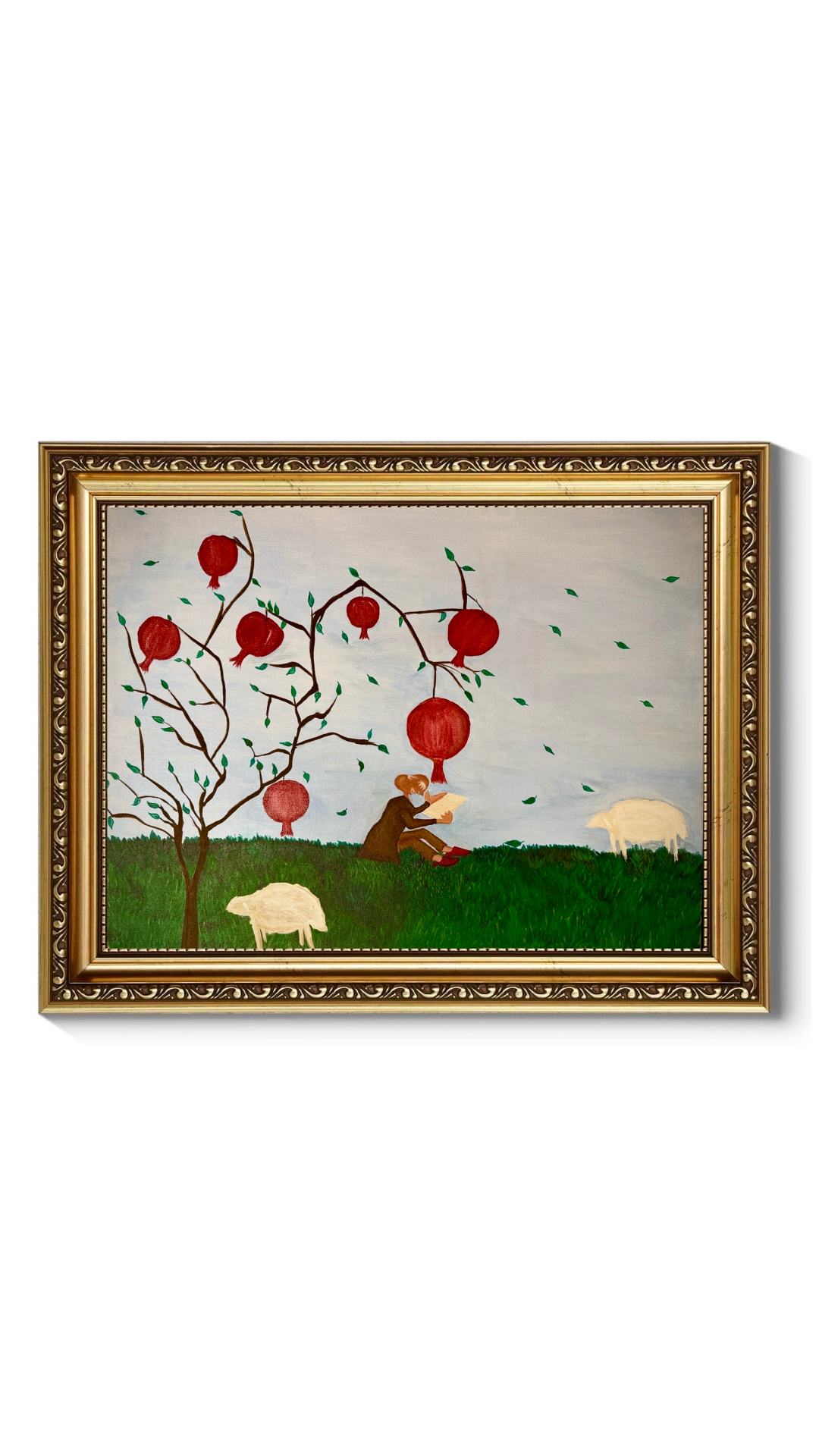 Under the Pomegranate Tree in the Breeze — detail 2